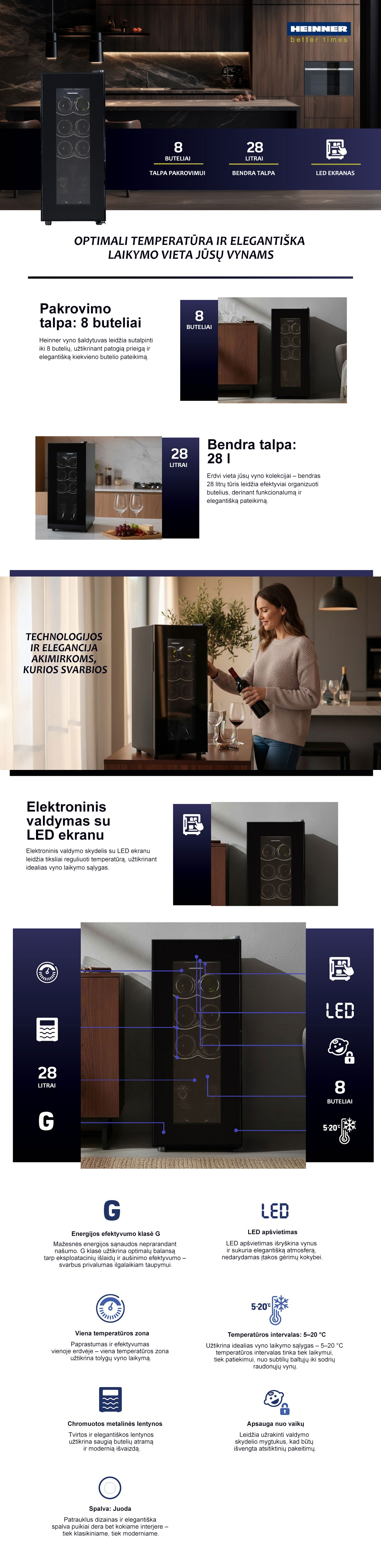 Vyno šaldytuvas Heinner HRV-A28DRM8