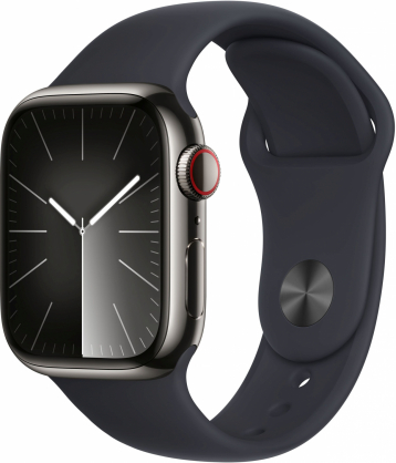 Watch Series 9 Cellular 41 mm grafito nerūdijantis plienas/ nakties juodumo apyrankė S/ M