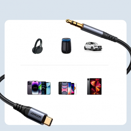 stereo audio cable AUX 3.5 mm mini jack - USB-C DAC