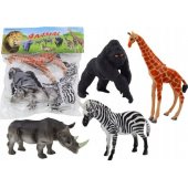 Set of African Animal Figurines 4 Pieces Giraffe Gorilla