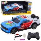 RC nuotoliniu būdu valdomas sportinis automobilis su šviesomis ir vandens garais, mėlynas, 1:22