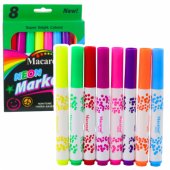 Neoninių žymeklių rinkinys mokyklai, vandens pagrindo rašalas, spalvoti, 8 vnt.