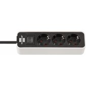 Ecolor Power Strip 3-fold White/ Black