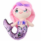 Plush Mermaid Cuddly Toy Tail Sequins Two-Color Purple 28cm