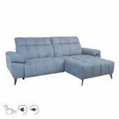 Kampinė sofa LUZERN RC, elektrinis atlošiamas krėslas, melsvai pilka