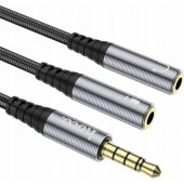 Cable 2x3.5mm/ 3,5mm 0.25m Black