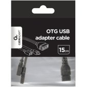 USB OTG AF + Micro BF į Micro BM 15cm juodas A-OTG-AFBM-04