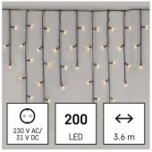 D4CW01 200 šiltai baltų LED lempučių, 3,6 m
