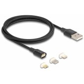 88165 USB-A/ USB-C + microUSB + Lightning 1m Black