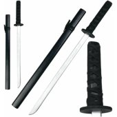Medinis katana kardo treniruočių rekvizitas, juodas, 70 cm