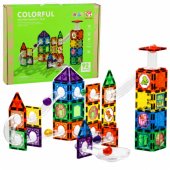 Magnetic Construction Blocks Track For STEM Balls Dinosaurs 92 pcs.