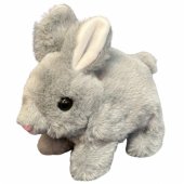 Pliušinis talismanas – mielas žaislinis kiškis triušis, pilkas, 18 cm