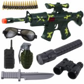 Military Rifle Set With Rifle Accessories Shot Sound Khaki