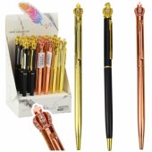 Metalinis automatinis tušinukas su karūna, mėlynas rašalas, 1.0mm