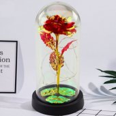 Eternal Crystal Rose in Dome with LED Lighting Red 21x11cm