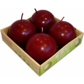 Candles Ball Dark Red 4pcs 5.5x5.5x5.5cm