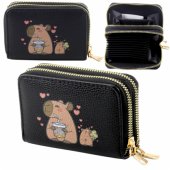 Two-compartment wallet with card compartments Kapybara Black 12.5 x 8.