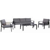 LONA stalo sofa ir 2 kėdės, pilka/ juoda