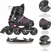 NILS EXTREME NH11912 A 2IN1 SKATES BLACK/ PINK SIZE. S (31-34) WITH INT