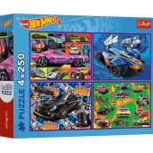 Dėlionės 4x250 – Hot Wheels – lenktyniniai automobiliai – Trefl 13312