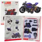 Motorcycle Toy For Assembling Screws Metal 1:14 DIY Black and Blue