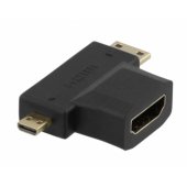 Adapteris HDMI-M - miniHDMI-F/ microHDMI-F Juodas