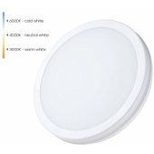 LED vandeniui atsparus šviestuvas 20W, 3CCT, 2400Lm, IP65, Ø230x55, W
