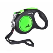Flexi automatinis pavadėlis New Neon S, juostinis, 5 m, žalias