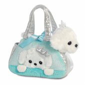 Fancy Pals pliušinis pudelis mėlyname krepšyje, 20 cm
