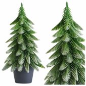 Artificial Decorative Christmas Tree in a Pot, Silver Finish, 22x10cm