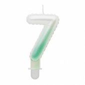 Candle topper Number 7 (7cm) White/ Green Ombre