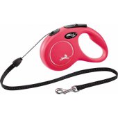 Flexi New Classic automatinis pavadėlis su trosu S 5 m, raudonas