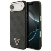 PU Leather 4G Triangle Logo Gold Frame MagSafe Case iPhone Air Black