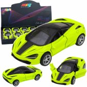 Žalias metalinis sportinis automobilis, inercinė pavara, šviesos ir garsai, 1:32