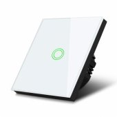 Maclean Touch light switch, single, glass, white with circle