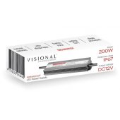 Vandeniui atsparus LED maitinimo šaltinis 12 V, 16,6 A, 200 W, IP67