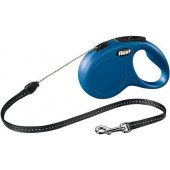 Flexi New Classic automatinis pavadėlis su trosu S 5m mėlynas
