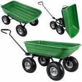 Sodo transportavimo vežimėlis su nuimamu pakreipiamu padėklu, žalias, 120 kg