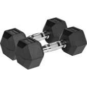 Rubberized cast iron dumbbells HEX 2x7 kg REBEL ACTIVE