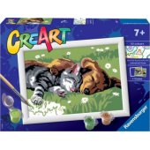Ravensburger CreArt dla dzieci: Śpiący kotek z pieskiem