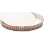 Patisse kształt quiche z luźnym dnem 28 cm stal miedź/ beż