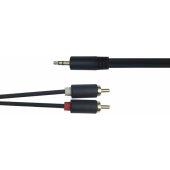 Garso kabelis 3,5 mm į 2 x RCA, 3 m, juodas