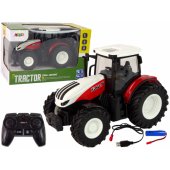 Žemės ūkio traktorius 1:24, nuotoliniu būdu valdomas, R/ C Pilot Farm, baltas-raudonas