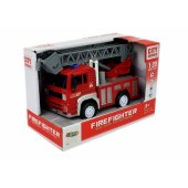 Fire engine with pull, ladder, Red 1:20 with sound