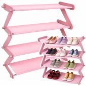 Shoe Cabinet Lightweight 4-Tier Shelf Freestanding Pink