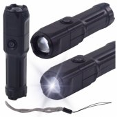 LED žibintuvėlis su reguliuojamu priartinimu, 3 apšvietimo režimai, USB įkrovimas, juodas