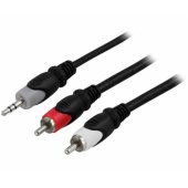 Garso kabelis 3,5 mm – 2 × RCA, 10 m, juodas