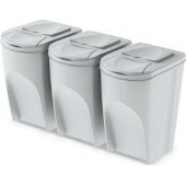 Prosperplast šiukšliadėžė rūšiavimui 3 x 35L šviesiai pilka (IKWB35S