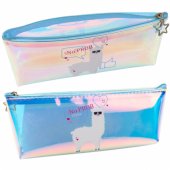 Children®s School Pencil Case Holographic With Lama Blue 21x6cm