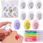 Easter Styrofoam Eggs For Painting Markers Flower Pattern C 6pcs